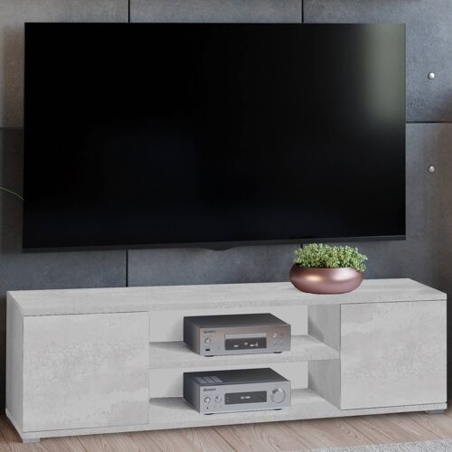 Dmora Mobile porta tv con 2 ante e 1 ripiano centrale, Credenza, Buffet moderno da soggiorno, cm 155x40h37, colore Grigio