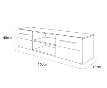 Meuble TV Dmora Durango, Buffet moderne avec étagères, Meuble de salon avec 2 portes et compartiment ouvert, Cm 160x 40h40, Blanc 3