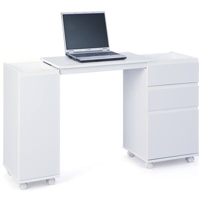 Dmora Mobile/scrivania allungabile, colore bianco, cm 66 x 72 x 36
