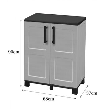 Dmora Armoire polyvalente pour l'extérieur ou l'intérieur, Armoire basse avec 2 portes et 1 étagère en polypropylène, 100% Made in Italy, cm 68x37h90, couleur Light Grey 5