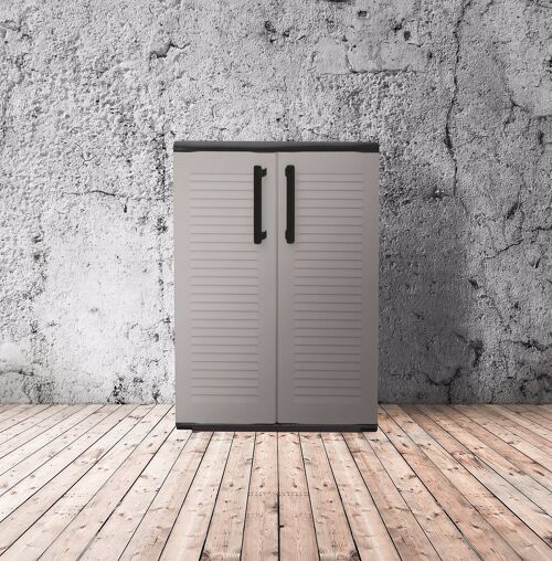 Buy wholesale Dmora Multipurpose cabinet for outdoor or indoor use, Low  wardrobe with 2 doors and 1 shelf in polypropylene, 100% Made in Italy  furniture, cm 68x37h90, color Gray