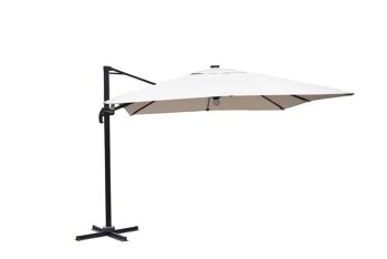 Dmora Parapluie avec lumière et base rotative, Made in Italy, Tissu Beige, 300 x 300 cm