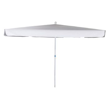 Parasol Dmora avec mât central en acier inclinable, tissu polyester blanc, mesure 200 x 250 x 200 cm 5