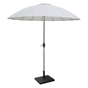 Parasol Dmora en aluminium à manivelle, tissu polyester coloris écru et structure coloris anthracite, diamètre 2,7 mètres 1