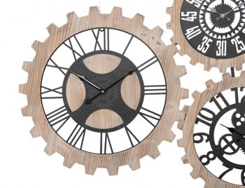 Horloge murale Dmora, Mdf et fer, couleur naturelle, dimensions : 93 x 3 x 74 cm 2