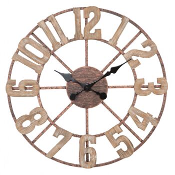 Horloge murale Dmora, structure en bois mdf et métal, couleur marron, Mesure 4 x 63,5 x 63,5 cm 1