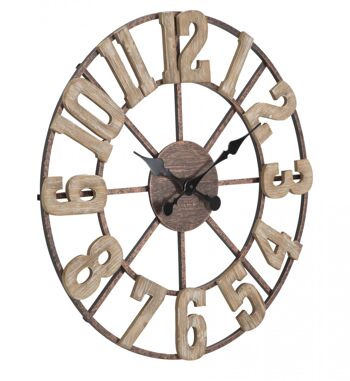 Horloge murale Dmora, structure en bois mdf et métal, couleur marron, Mesure 4 x 63,5 x 63,5 cm 2