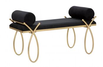 Banc Rembourré Dmora, Fer et Éponge et Polyester, Couleur Noir, Mesures: 113 x 49 x 53 cm 1