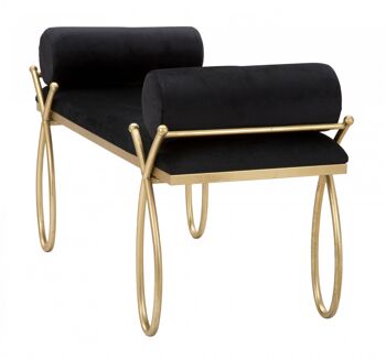 Banc Rembourré Dmora, Fer et Éponge et Polyester, Couleur Noir, Mesures: 113 x 49 x 53 cm 4