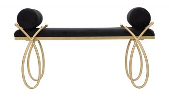 Banc Rembourré Dmora, Fer et Éponge et Polyester, Couleur Noir, Mesures: 113 x 49 x 53 cm 5