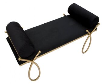 Banc Rembourré Dmora, Fer et Éponge et Polyester, Couleur Noir, Mesures: 113 x 49 x 53 cm 6