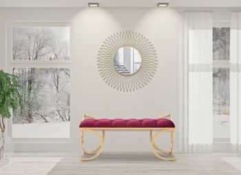 Banc capitonné Dmora, Mdf et Fer et Éponge et Polyester, Couleur Bordeaux, Dimensions : 103 x 43 x 47 cm 2