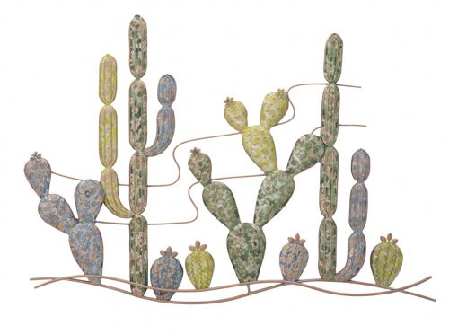 Dmora Pannello con cactus, Struttura in ferro, 2,5 x 64 x 90 cm