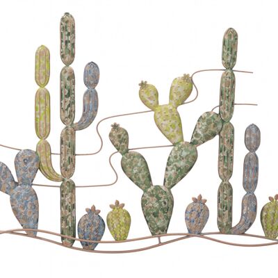 Dmora Pannello con cactus, Struttura in ferro, 2,5 x 64 x 90 cm