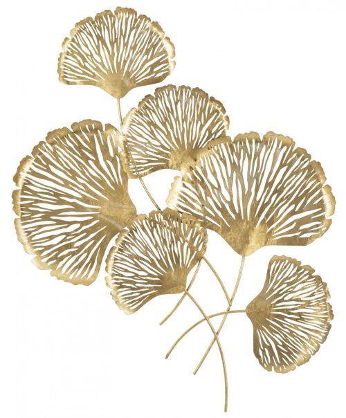 Dmora Pannello con foglie, Struttura in ferro, Colore oro, 5,5 x 101 x 75 cm