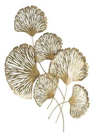 Panneau Dmora avec feuilles, structure en fer, couleur or, 5,5 x 101 x 75 cm 3
