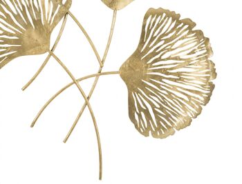 Panneau Dmora avec feuilles, structure en fer, couleur or, 5,5 x 101 x 75 cm 5