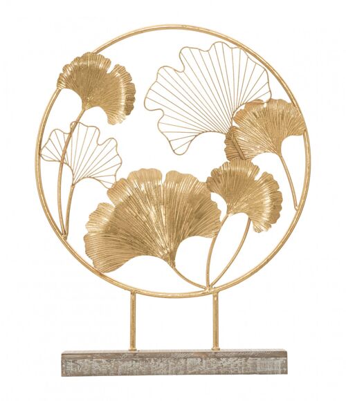 Dmora Pannello floreale, Struttura in ferro e legno mdf, Colore oro, 12,5 x 64 x 50 cm
