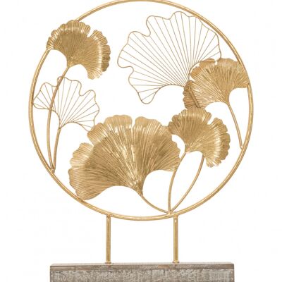 Dmora Pannello floreale, Struttura in ferro e legno mdf, Colore oro, 12,5 x 64 x 50 cm
