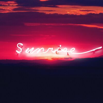 Sonnenaufgang Neon Landschaftsdruck - 50x70 - Matt