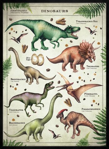 Tableau de dinosaure de style vintage imprimé éducatif - 50 x 70 - mat 3