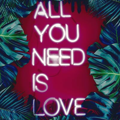 All You Need Is Love Neon Tropical Print - 50x70 - Matte