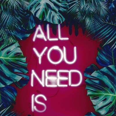 Alles was Sie brauchen ist Liebe Neon Tropical Print - 50x70 - Matt