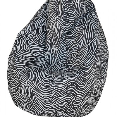 Dmora Poltrona a sacco con fantasia "zebrata", colore bianco e nero, Misure 80 x 120 x 80 cm