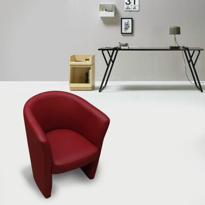 Dmora Poltrona Abrera, Poltrona moderna con rivestimento in ecopelle, Seduta da soggiorno di design, Cm 64x63h76, Rossa