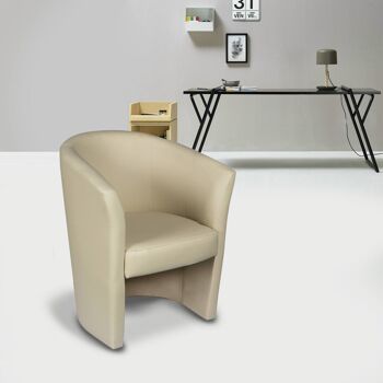Fauteuil Dmora Abrera, Fauteuil moderne avec revêtement en éco-cuir, Siège de salon design, Cm 64x63h79, Beige 1