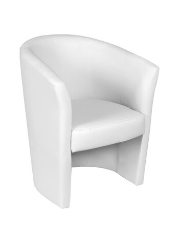 Fauteuil Dmora Abrera, Fauteuil moderne avec revêtement en éco-cuir, Siège de salon design, Cm 64x63h80, Blanc 2