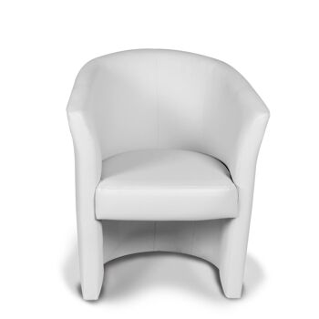 Fauteuil Dmora Abrera, Fauteuil moderne avec revêtement en éco-cuir, Siège de salon design, Cm 64x63h80, Blanc 3