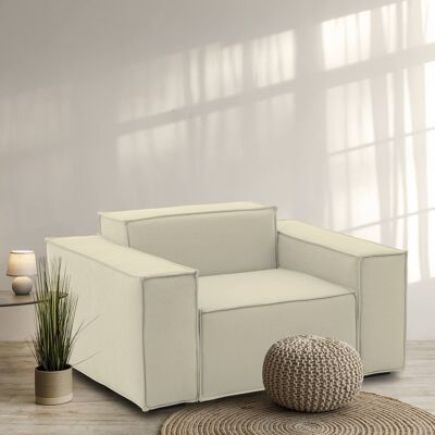 Dmora Poltrona Cristiana, Poltrona da salotto, 100% Made in Italy, Poltroncina relax in tessuto imbottito, Cm 160x95h70, Beige