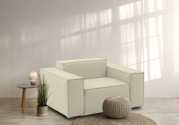 Dmora Fauteuil Cristiana, Fauteuil de salon, 100% Made in Italy, Fauteuil relax en tissu rembourré, Cm 160x95h70, Beige 1