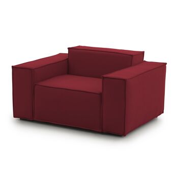 Dmora Fauteuil Cristiana, Fauteuil de salon, 100% Made in Italy, Fauteuil relax en tissu rembourré, Cm 160x95h70, Rouge 2