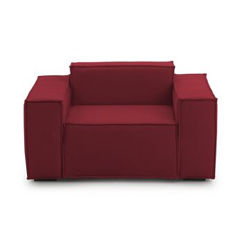 Dmora Fauteuil Cristiana, Fauteuil de salon, 100% Made in Italy, Fauteuil relax en tissu rembourré, Cm 160x95h70, Rouge 3