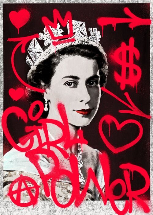 Girl Power Queen Elizabeth Spraypaint Print - 50x70 - Matte