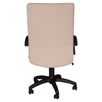 Fauteuil de bureau pivotant Dmora, Chaise de bureau pour étude avec accoudoirs, assise en cuir, Made in Italy, cm 61 x 60 x h110/121, couleur Beige 3