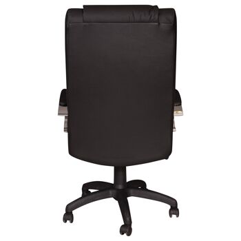 Fauteuil de bureau pivotant Dmora, Chaise de bureau pour étude avec accoudoirs, assise en cuir, Made in Italy, cm 63 x 64 x h122/132, couleur Noir 3