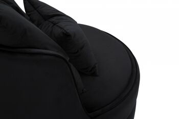 Dmora Fauteuil élégant et original en bois de pin, revêtement en tissu rembourré, couleur noire, Mesures 84 x 72 x 84 cm 6