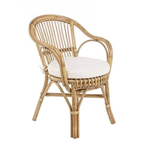 Dmora Poltrona in bamboo con cuscino Made in Italy, colore miele, cm 55 x 58 x h.80