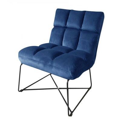 Dmora Poltrona moderna, in metallo con seduta in tessuto blu, cm 61x81x87