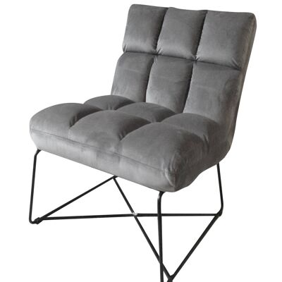 Dmora Poltrona moderna, in metallo con seduta in tessuto grigio, cm 61x81x87