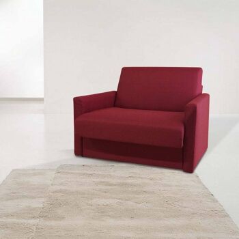 Fauteuil convertible Dmora en lit avec revêtement en tissu amovible et matelas inclus, Made in Italy, cm 109 x 95/220 x 91, couleur Rouge 1