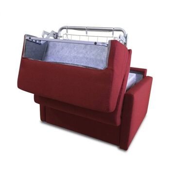 Fauteuil convertible Dmora en lit avec revêtement en tissu amovible et matelas inclus, Made in Italy, cm 109 x 95/220 x 91, couleur Rouge 2