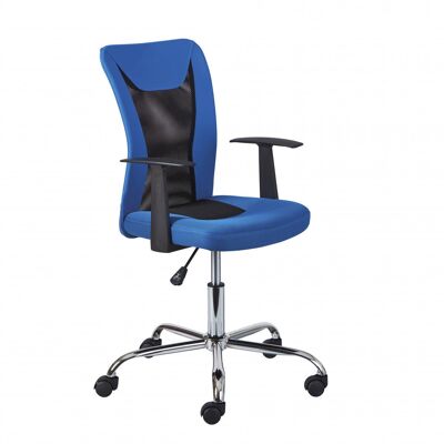 Dmora Poltrona ufficio con braccioli, regolabile in altezza, color blu e nero, cm 55x54.5x85-95