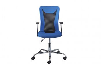 Fauteuil de bureau Dmora avec accoudoirs, réglable en hauteur, couleur bleu et noir, cm 55x54,5x85-95 3