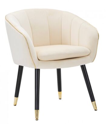 Fauteuil Dmora, Bois de Pin et Éponge et Métal et Polyester, Couleur Crème, Dimensions : 62 x 58 x 78 cm 1