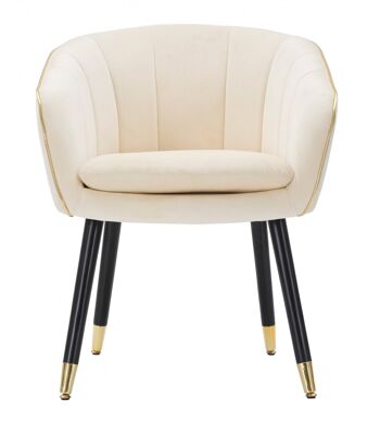 Fauteuil Dmora, Bois de Pin et Éponge et Métal et Polyester, Couleur Crème, Dimensions : 62 x 58 x 78 cm 3