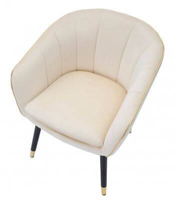 Fauteuil Dmora, Bois de Pin et Éponge et Métal et Polyester, Couleur Crème, Dimensions : 62 x 58 x 78 cm 5